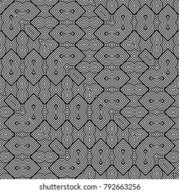 Design seamless monochrome geometric pattern. Abstract striped background. Vector art