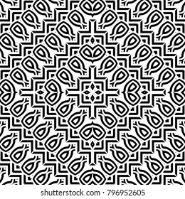 Design seamless monochrome geometric pattern. Abstract striped background. Vector art