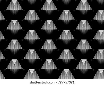 Design seamless monochrome geometric pattern. Abstract illusion background. Vector art. No gradient