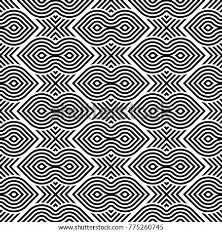 Design seamless monochrome geometric pattern. Abstract stripy background. Vector art
