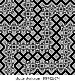 Design seamless monochrome geometrical pattern. Abstract decorative background. Vector art. No gradient