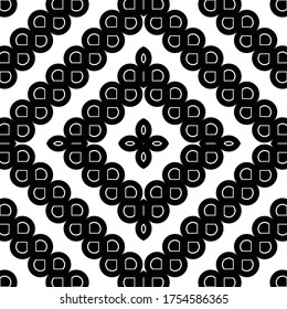 Design seamless monochrome grating decorative pattern. Abstract diamond background. Vector art