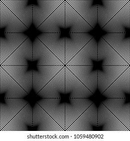 Design seamless monochrome grating pattern. Abstract illusion background. Vector art. No gradient