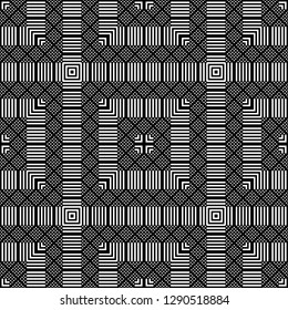 Design seamless monochrome grating pattern. Abstract geometric background. Vector art