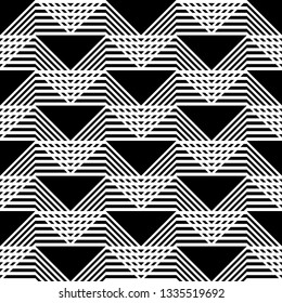 Design seamless monochrome grating pattern. Abstract triangle background. Vector art