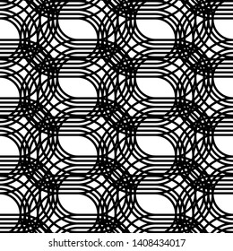 Design seamless monochrome grating pattern. Abstract interlaced background. Vector art