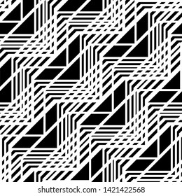 Design seamless monochrome grating pattern. Abstract triangle background. Vector art