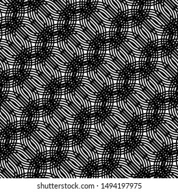 Design seamless monochrome grating pattern. Abstract interlaced background. Vector art