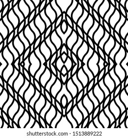 Design seamless monochrome grating pattern. Abstract diamond background. Vector art