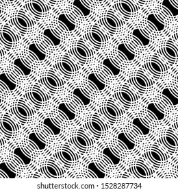 Design seamless monochrome grating pattern. Abstract interlaced background. Vector art