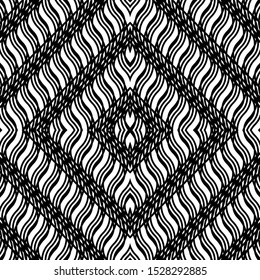 Design seamless monochrome grating pattern. Abstract diamond background. Vector art