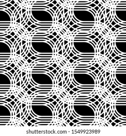 Design seamless monochrome grating pattern. Abstract interlaced background. Vector art
