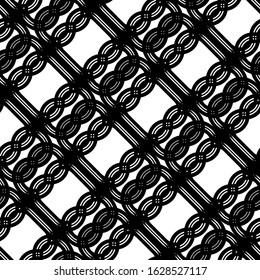 Design seamless monochrome grating pattern. Abstract interlaced background. Vector art