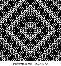 Design seamless monochrome grating pattern. Abstract diamond background. Vector art