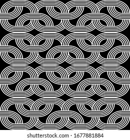 Design seamless monochrome grating pattern. Abstract interlaced background. Vector art