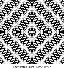 Design seamless monochrome grating pattern. Abstract diamond background. Vector art