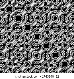 Design seamless monochrome grating pattern. Abstract interlaced background. Vector art