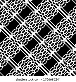 Design seamless monochrome grating pattern. Abstract interlaced background. Vector art