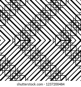 Design seamless monochrome grid pattern. Abstract zigzag background. Vector art