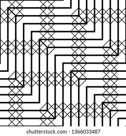 Design seamless monochrome grid pattern. Abstract zigzag background. Vector art