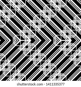 Design seamless monochrome grid pattern. Abstract zigzag background. Vector art