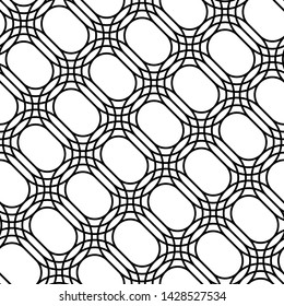 Design seamless monochrome grid pattern. Abstract interlaced background. Vector art