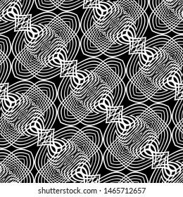 Design seamless monochrome grid pattern. Abstract lacy background. Vector art