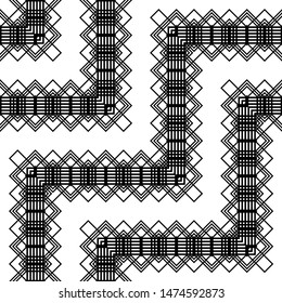 Design seamless monochrome grid pattern. Abstract zigzag background. Vector art