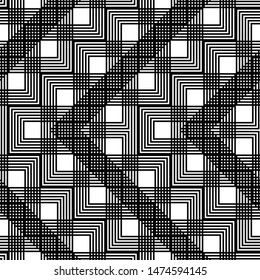 Design seamless monochrome grid pattern. Abstract zigzag background. Vector art