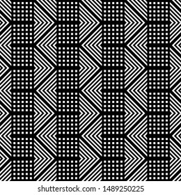 Design seamless monochrome grid pattern. Abstract zigzag geometric background. Vector art