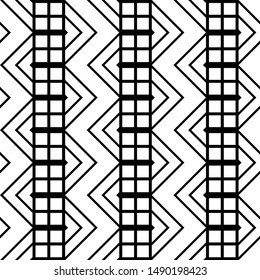 Design seamless monochrome grid pattern. Abstract zigzag geometric background. Vector art