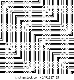 Design seamless monochrome grid pattern. Abstract zigzag background. Vector art