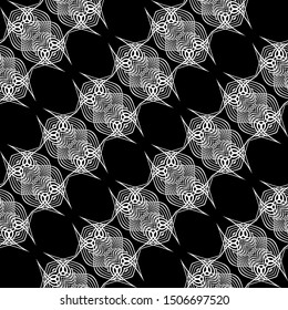 Design seamless monochrome grid pattern. Abstract lacy background. Vector art