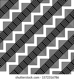 Design seamless monochrome grid pattern. Abstract zigzag geometric background. Vector art