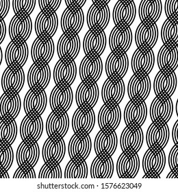 Design seamless monochrome grid pattern. Abstract interlaced background. Vector art