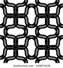 Design seamless monochrome grid pattern. Abstract interlaced background. Vector art