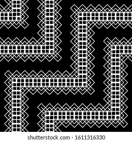 Design seamless monochrome grid pattern. Abstract zigzag background. Vector art