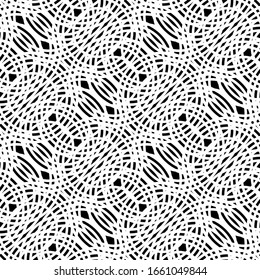 Diseño de un patrón de rejilla monocromática sin fisuras. Antecedentes entrelazados abstractos. Arte vectorial