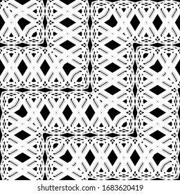 Diseño de un patrón de rejilla monocromática sin fisuras. Antecedentes abstractos de zigzag. Arte vectorial
