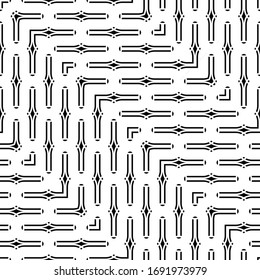 Diseño de un patrón de rejilla monocromática sin fisuras. Antecedentes abstractos de zigzag. Arte vectorial