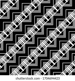 Diseño de un patrón de rejilla monocromática sin fisuras. Fondo geométrico abstracto de zigzag. Arte vectorial