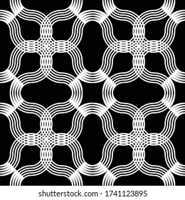 Design seamless monochrome grid pattern. Abstract interlaced background. Vector art