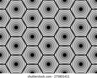 Design seamless monochrome hexagon pattern. Abstract grid textured background. Vector art. No gradient