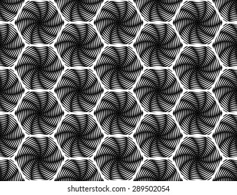 Design seamless monochrome hexagon pattern. Abstract striped background. Vector art. No gradient