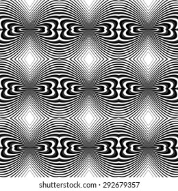 Design seamless monochrome illusion background. Abstract striped lines pattern. Vector art. EPS10. No gradient