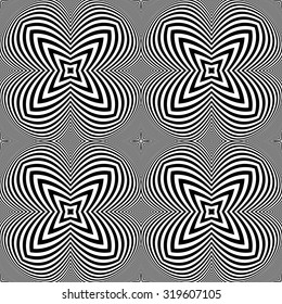 Design seamless monochrome illusion background. Abstract striped torsion pattern. Vector art. No gradient