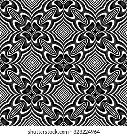 Design seamless monochrome illusion background. Abstract striped torsion pattern. Vector art. EPS10