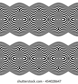 Design seamless monochrome illusion background. Abstract stripe pattern. Vector art