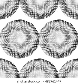 Design seamless monochrome illusion background. Abstract stripe torsion pattern. Vector art. No gradient