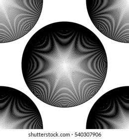 Design seamless monochrome illusion background. Abstract stripe circle pattern. Vector art. No gradient